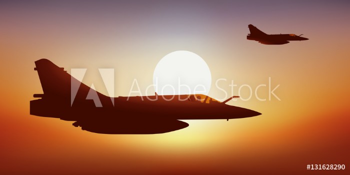 Bild på Avion de chasse - Coucher de soleil